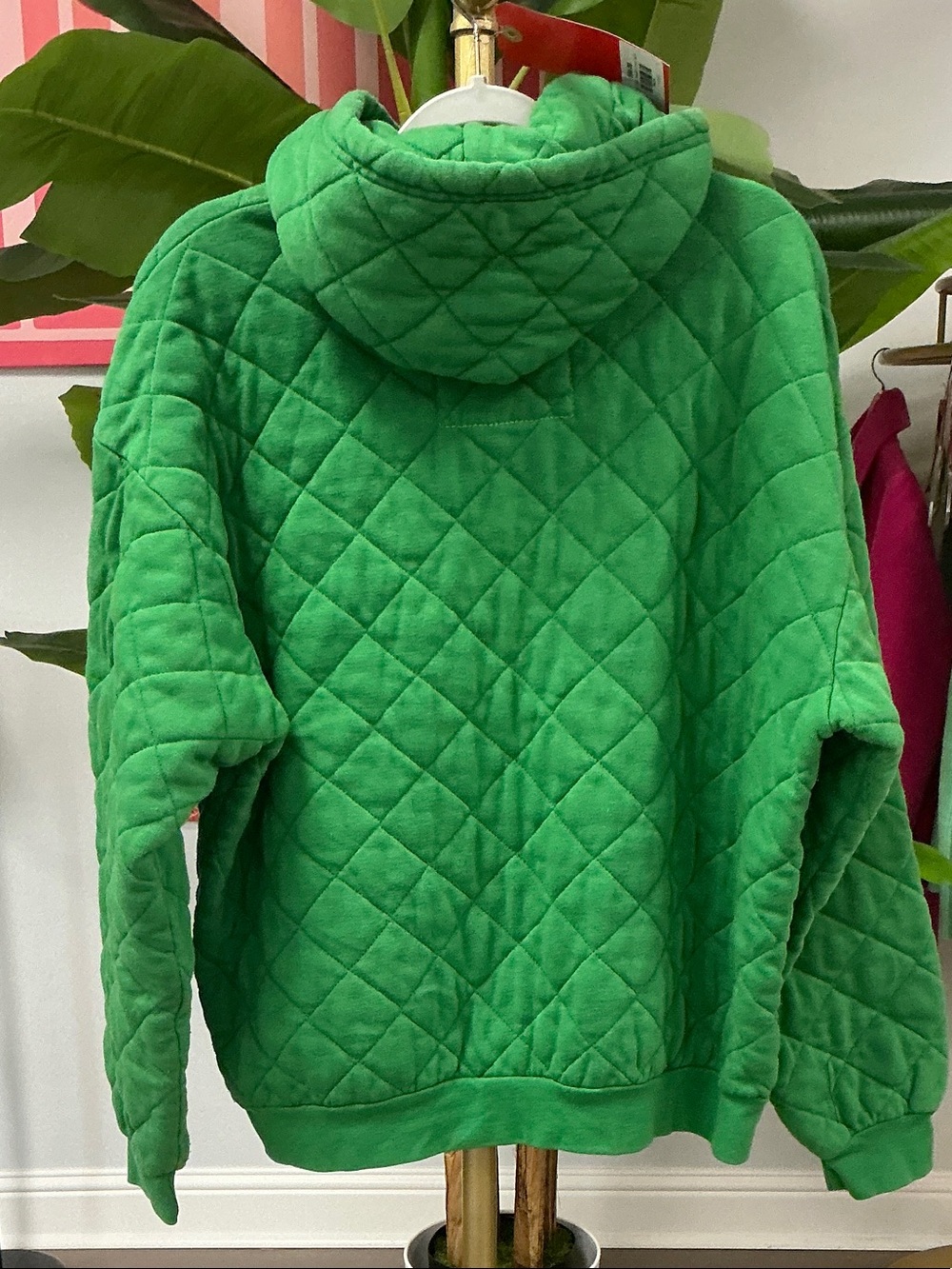 Aviator Nation Green Quilted Hoodie with Rainbow 'A' Logo - Picture 3 of 3
